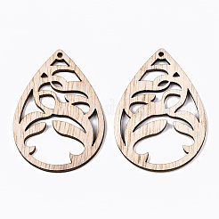 Grands pendentifs en bois creux non finis&nbsp;WOOD-N006-119