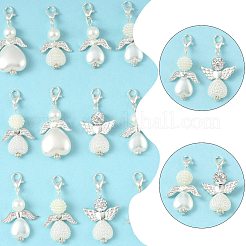 14 pz 7 stili di decorazioni pendenti in plastica ABS con perle finte e lega&nbsp;HJEW-FS00042-01