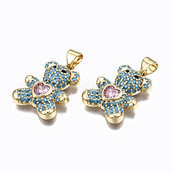 Pendenti in zirconi cubici trasparenti in micro pavè di ottone&nbsp;ZIRC-S067-044C-NR