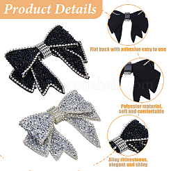 4 stücke 2 arten bowknot velet & strass kleidung patches&nbsp;DIY-HS0002-23