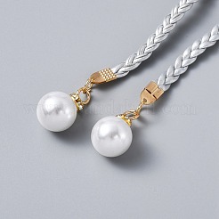 Kunstleder geflochtene Kettengürtel mit Kunstperle&nbsp;AJEW-WH0258-403E