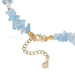Sets aus Halsketten und Armbändern mit natürlichen Aquamarin-Splitterperlen für Damen&nbsp;SJEW-JS01372-01