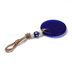 Ciondolo rotondo piatto con decorazione a forma di lume con occhio malvagio&nbsp;HJEW-Z005-01B