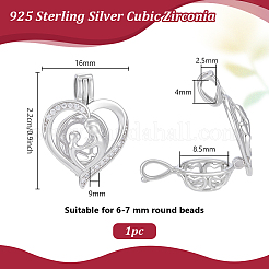 1 Stück 925 Käfiganhänger aus Sterlingsilber mit Mikropflaster und klaren Zirkonia-Perlen&nbsp;STER-PH0004-86