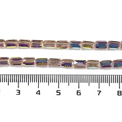 Fili di perline di vetro a chevron galvanizzati&nbsp;GLAA-Q101-02A-AB09