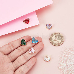 6 Stück 6 Farben Messing Pavé Zirkonia Herz Charms&nbsp;KK-GA0002-32