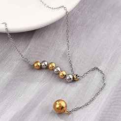 Collares de cadena de cable con cuentas redondas de acero inoxidable 304&nbsp;NJEW-D319-02A-GP