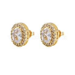Latón micro pave aretes de circonita cúbica transparente&nbsp;EJEW-Z128-01G-03