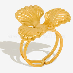Elegante anillo de trébol de acero inoxidable 304 para mujer&nbsp;UH3775-2