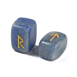 Pietre runiche di avventurina blu naturale tinta e riscaldata di forma rettangolare&nbsp;G-Z059-01N