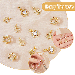 12 pièce 4 styles de breloques en laiton micro pavé en zircone cubique transparente&nbsp;KK-HS0015-03