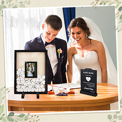 Libro de firmas de boda rectangular de madera&nbsp;ODIS-WH0043-231