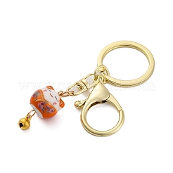 Porte-clés pendentif en porcelaine chat de fortune&nbsp;KEYC-G064-03D