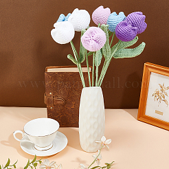 8 tulipe artificielle en polyester bicolore avec fil de fer&nbsp;AJEW-ME0001-26B