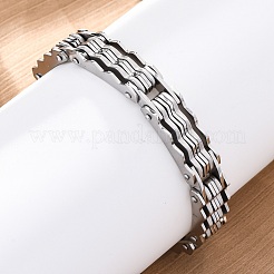 Bracelets à maillons ondulés en acier inoxydable 304 pour femmes et hommes&nbsp;BJEW-R018-07P