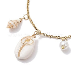 Fußkettchen aus Glasperlen und Spiralmuscheln&nbsp;AJEW-AN00578