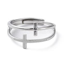 Anlaufgeschützte verstellbare Ringe aus hohlem Kreuz aus Edelstahl 304&nbsp;RJEW-D006-01P