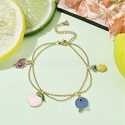 Bracelets à breloques en alliage d'émail de fruits&nbsp;BJEW-JB09894-02