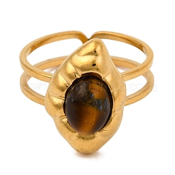 Ovale Fingerringe aus natürlichem Tigerauge&nbsp;RJEW-Q822-18G-01