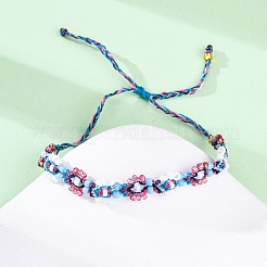 Braccialetti di perline intrecciate con semi di vetro e fiori per le donne frineds&nbsp;BJEW-F493-10B