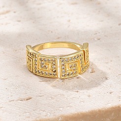 Gestellplattierung Messing Mikropflaster Zirkonia Manschettenfingerringe für Frauen&nbsp;RJEW-M028-105G