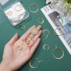 12 paire de boucles d'oreilles créoles plates en acier inoxydable 304 de 6 styles&nbsp;EJEW-UN0002-16