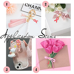 24 pendentif en alliage émaillé en forme de ruban rose de sensibilisation au cancer du sein&nbsp;HJEW-YW00167