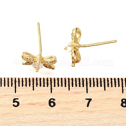 Boucles d'oreilles à tige en laiton avec nœud papillon&nbsp;EJEW-G433-05G