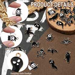 30pcs 15 Arten Halloween-Thema-Legierungs-Emaille-Anhänger&nbsp;ENAM-CJ0006-44
