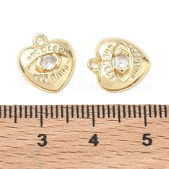 Breloques en laiton micro pavé de zircone cubique transparente pour la saint-valentin&nbsp;KK-C259-13G