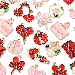 30 stücke 15 stile valentinstag thema legierung emaille anhänger&nbsp;ENAM-FS0004-22