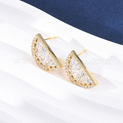 Orecchini a bottone in ottone con zirconi chiari e micro pavè&nbsp;EJEW-Q015-15G