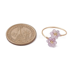 Blume natürlicher Granat & Fuchsit & Tigerauge & Amethyst & Sonnenstein Fingerringe&nbsp;RJEW-JR00779