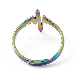 Anello regolabile con battito cardiaco in acciaio inossidabile placcato ionico (ip) 201 per donna&nbsp;RJEW-K238-02M