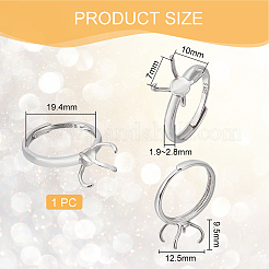 1 Stück verstellbare rhodinierte Sterlingsilber-Fingerringkomponenten&nbsp;STER-BC0002-02P