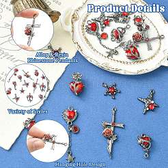 16 pz 8 stili di pendenti in lega e resina con strass&nbsp;FIND-CJ0005-96
