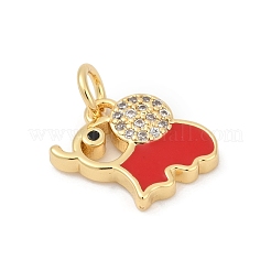 Pendentifs en laiton pavé de zircones cubiques avec émail&nbsp;KK-U062-37G-01