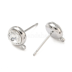 Shegrace Messing Strass flache runde Ohrstecker-Verschlüsse&nbsp;XGR0099P-120P