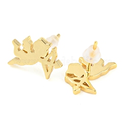 Gestellplattierte Amor-Ohrstecker aus Messing&nbsp;EJEW-G361-01G