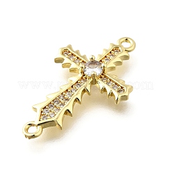 Ciondolo con connettore religioso in ottone con zirconi cubici trasparenti&nbsp;KK-Q066-14G