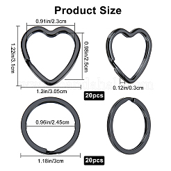 40 Stück 2 Stile geteilte Eisen-Schlüsselanhänger&nbsp;IFIN-CP0001-01