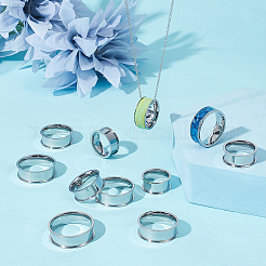 18 Stück 9 Größen 201 Edelstahl geriffelte Fingerringfassungen&nbsp;STAS-UN0049-69P