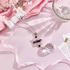 3 pz di ametista naturale e cristallo di quarzo e quarzo rosa e decorazioni pendenti in vetro&nbsp;HJEW-DR00166