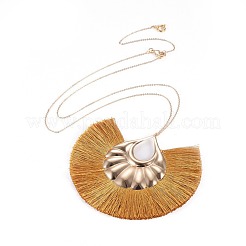 Colliers de pendentif à pompon en polyester&nbsp;NJEW-JN02519-M
