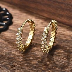 Boucles d'oreilles huggie huggie en laiton micro pave clair&nbsp;EJEW-L231-44G