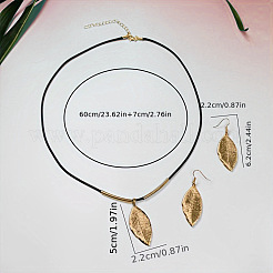 Ensembles de boucles d'oreilles pendantes et de colliers pendentifs en alliage à motif de feuilles&nbsp;FS-WG9FA8E-01