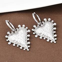 Boucles d'oreilles créoles en forme de cœur en acier inoxydable 304&nbsp;LS-EJEW-K268-74P