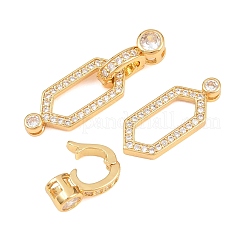 Messing Micro Pave klare Zirkonia Falte über Verschlüsse&nbsp;KK-U059-69G