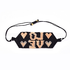 Verstellbare Glasperlen geflochtene Perlenarmbänder zum Valentinstag&nbsp;BJEW-D442-19