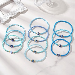 Bracelet extensible en perles de verre et résine (10 pièce) pour femme&nbsp;BJEW-MZ00262